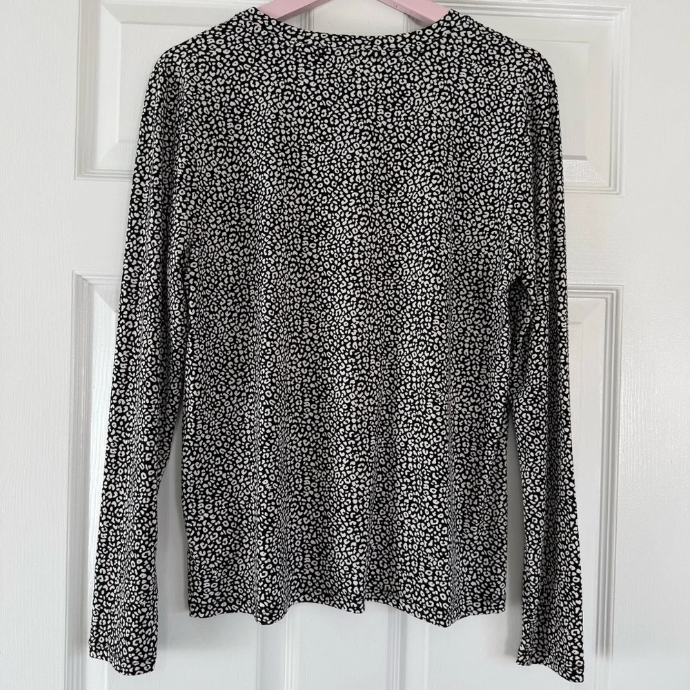 Michael Kors Cheetah Print Long Sleeve Jersey Knit Tee Large